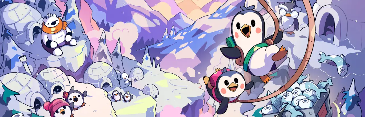 Bread and Fred co-op tethered penguin climbing screenshot