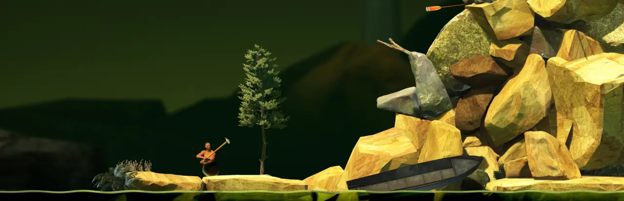Getting Over It with Bennett Foddy hammer climbing rage game screenshot