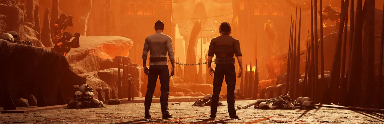 Chained Together co-op vertical climbing out of hell screenshot