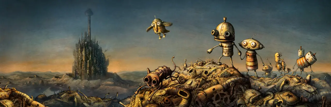 The little robot crosses Machinarium's mechanical city