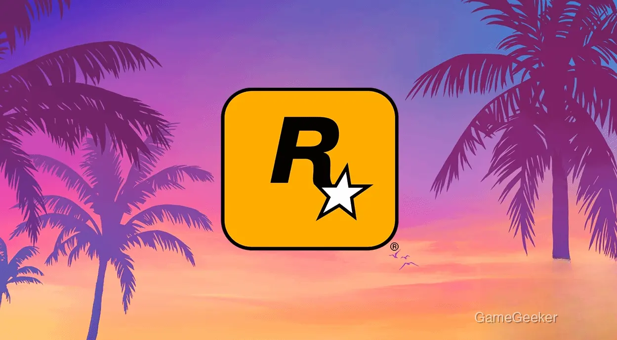 Rockstar Games logo with palm tree background