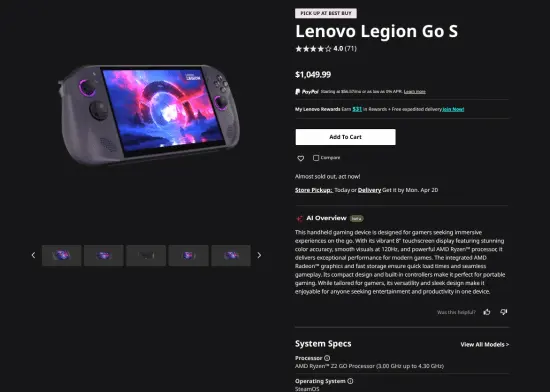 Has the Legion Go S become worth it now that its price has risen to 7,200 yuan?