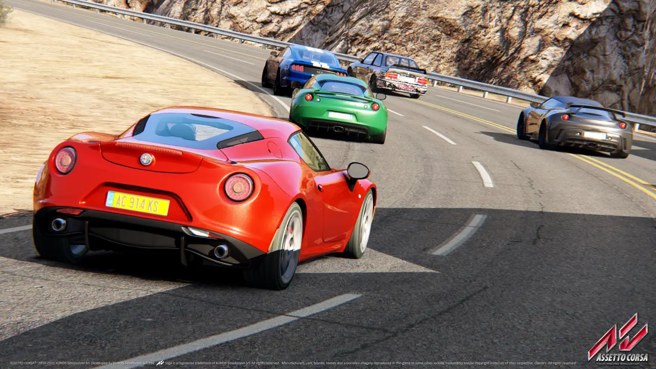 A race car powering down a straight at speed