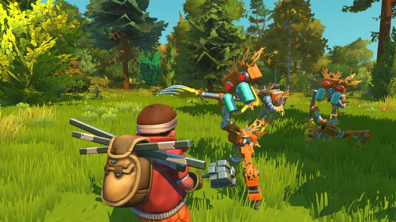 A crashed escape pod opening on a robot-controlled farm planet