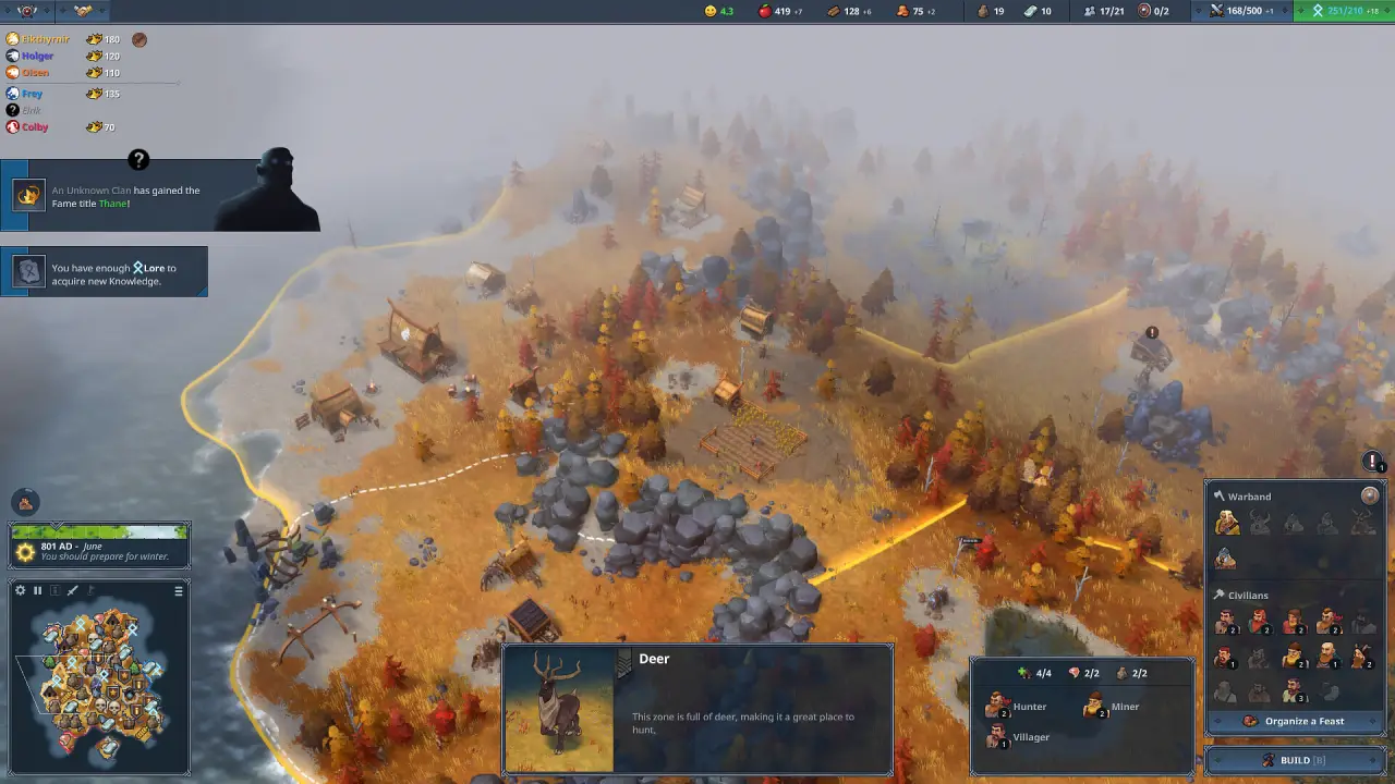 A cartoon-styled settlement seen across the valley