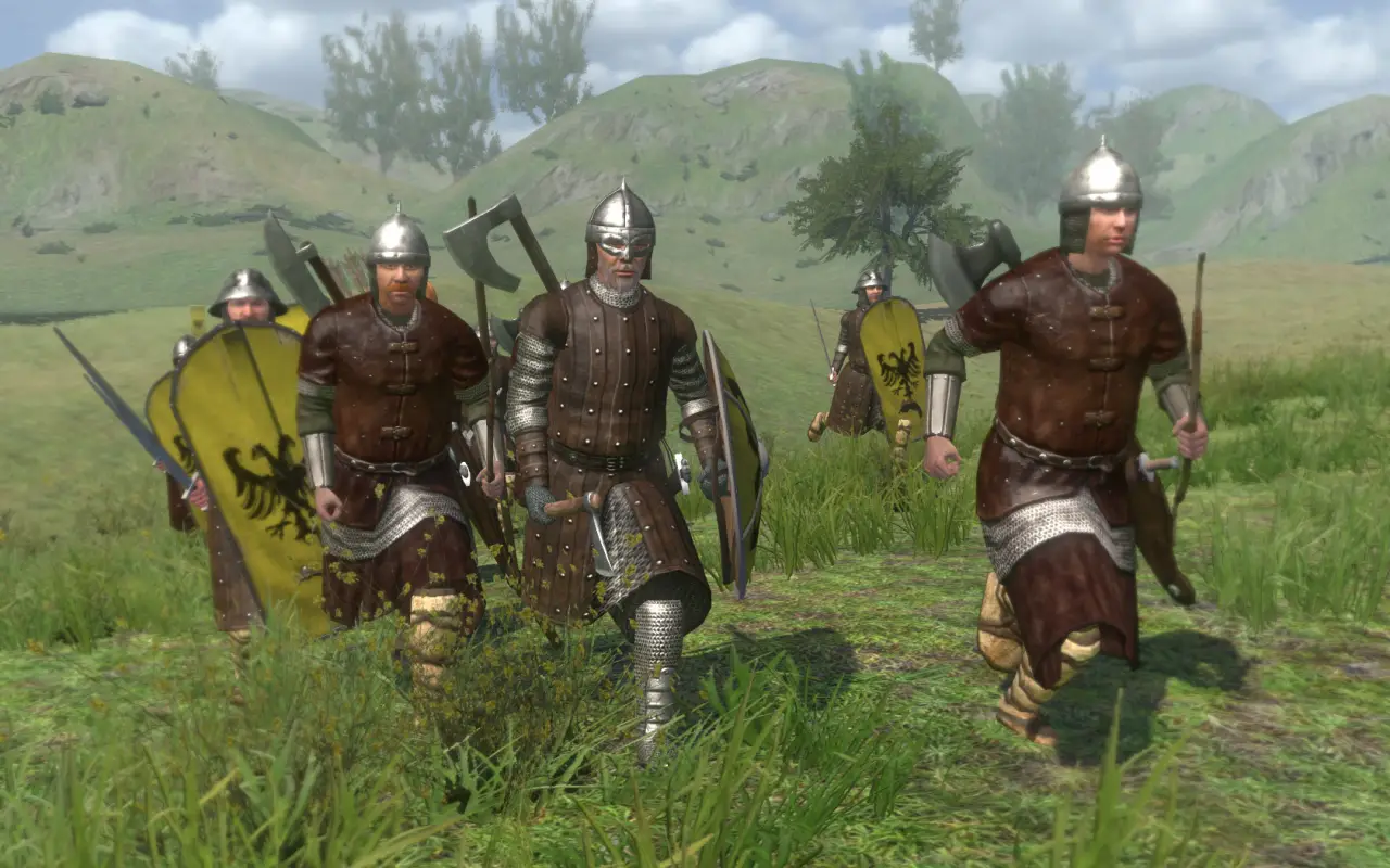 Calradian troops in historically grounded armor and weapons